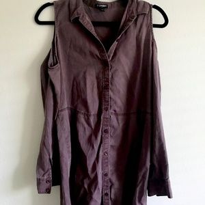 Off shoulder long sleeve button up dress (S)